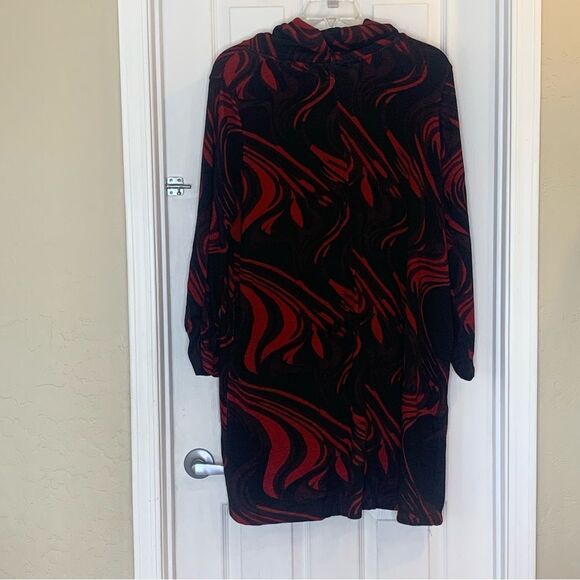 Studio Nouveau Printed Knit 3/4 Ruched Sleeve Pocket Detail Turtleneck Dress 1X - Picture 12 of 12